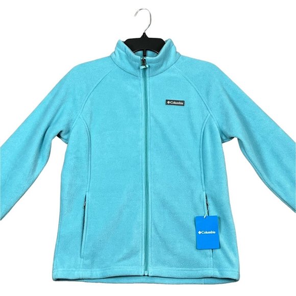 Columbia Youth Girls Full Zip Fleece Jacket Size 18 (XL) Aqua Zip Pockets - Picture 5 of 13